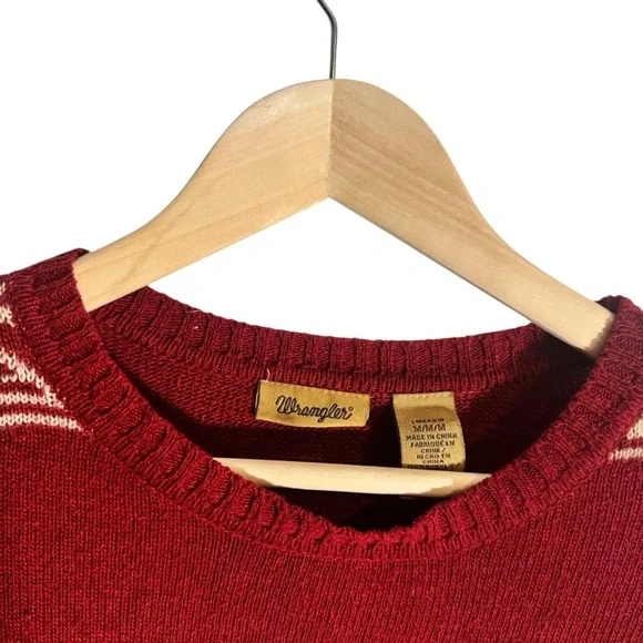 Wrangler Retro Aztec Eagle Sweater Knit Southwestern Design Red Size Medium - Picture 4 of 4